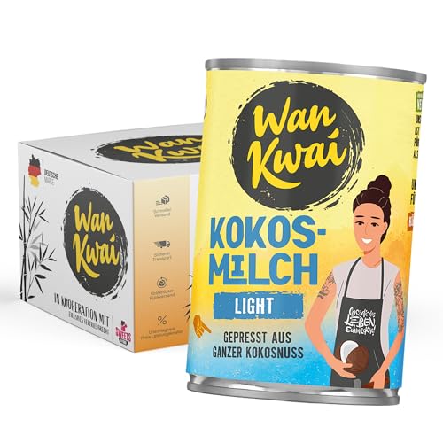 Wan Kwai Kokosmilch Light 400ml | Cremig, Fettreduziert (9%) und Vegan | Ideal für Currys, Suppen und Saucen von SWEETS´N FOOD