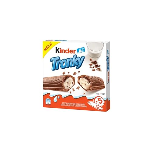 Kinder Tronky Schokoriegel 5er Pack – 5 Riegel - Knusprige Waffel mit zarter Milch- und Haselnusscremefüllung, Ideal für Zwischendurch + SYNBERA Sticker von SYNBERA