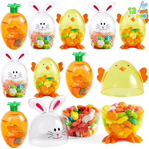 SYNCFUN 12 Stück Oster-Süßigkeiten gefüllte Eier Muschel Karotte, Küken und Häschen Form, inklusive Süßigkeiten, Osterkorbfüller, Ostergeschenke für Kinder, Ostereiersuche, Partygeschenke SYNCFUN 12 Stück Oster-Süßigkeiten gefüllte Eier Muschel Karotte, Küken und Häschen Form, inklusive Süßigkeiten, Osterkorbfüller, Ostergeschenke für Kinder, Ostereiersuche, Partygeschenke von SYNCFUN