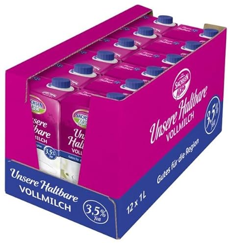 Sachsenmilch H-Milch - 3,5% Fett, 12x 1 Liter; Sie erhalten 1 Stück Sachsenmilch H-Milch - 3,5% Fett, 12x 1 Liter; Sie erhalten 1 Stück von Sachsenmilch