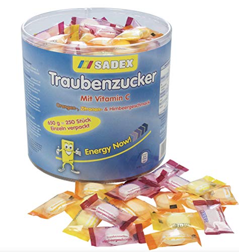 Sadex Traubenzucker Dose einzelverpackte Bonbons mit Vitamin C 650g von Sadex