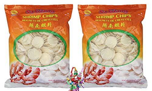 [ 2x 1kg ] SA GIANG Garnelencracker, nicht gebacken/Kroepoek # Y2 + ein kleiner Glücksanhänger gratis von Sa Giang
