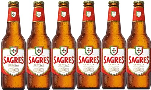 Sagres 6x0,33l - Bierpaket mit 6 Flaschen - Lagerbier aus Portugal von Sagres