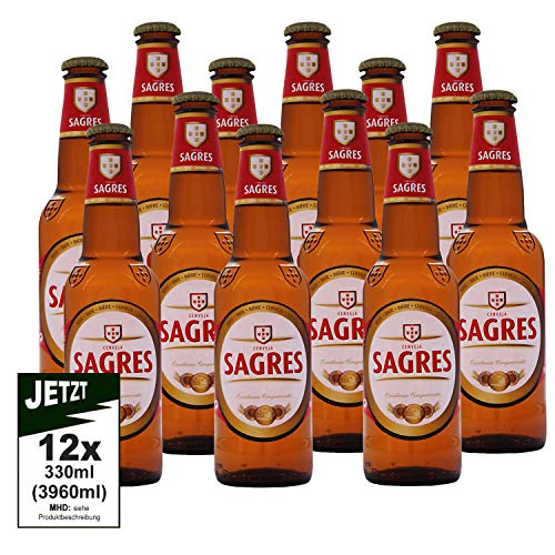 Sagres Cerveja Alc. 5.0% Vol. 12er Pack 330ml (3960ml) - Bier aus Portugal, Lager von Sagres