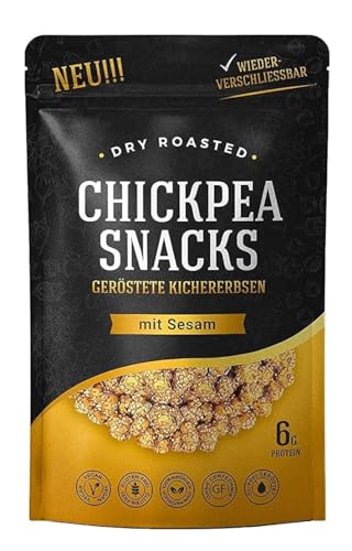 Chickpea Snacks - Knusprig Geröstete Kichererbsen - Studentenfutter - Proteinreicher Snack - 150g - Vegan & Glutenfrei (1 Karton, Sesam) von Sahha