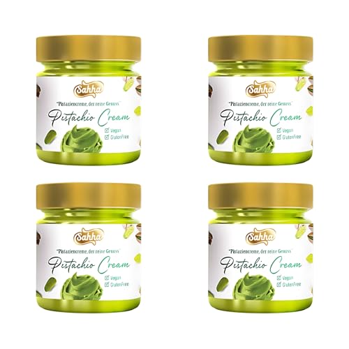 Sahha Natural Pistachio Cream, Glutenfrei, Farbstofffrei Vegan und nahrhaft 30% Pistazie 200g Leckere, gesunde und nahrhafte Frühstücks-Pistaziencreme (4 Packs, 4, stück) von Sahha