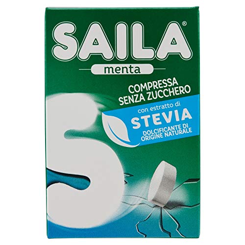 Saila - Minztabletten, zuckerfrei, mit Stevia-Extrakt - Schachtel mit 16 Schachteln mit 40 gr von Saila