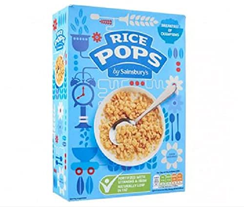 Sainsbury's Rice Pops 375 g – Golden Toasted Crusp Reis-Cerealien angereichert mit Vitaminen und Eisen. von Sainsbury's