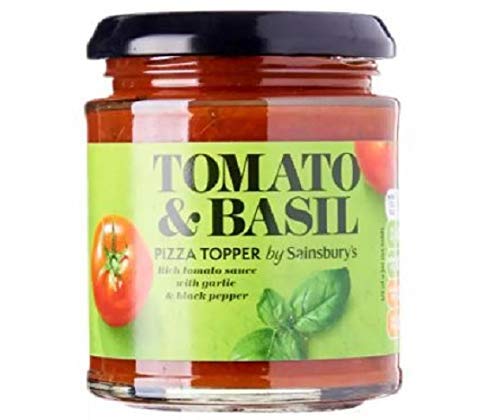 Sainsbury's Tomaten- und Basilikum-Pizza-Saucenaufsatz, 190 g, Tomatensauce mit Basilikum Reichhaltige Tomatensauce mit Knoblauch und schwarzem Pfeffer von Sainsbury's