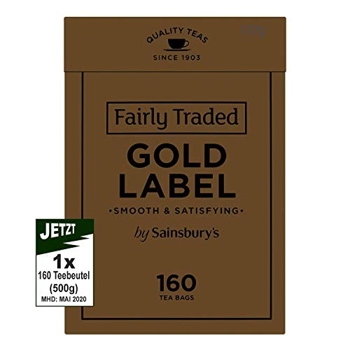 Sainsburys Gold Label Tea Fairly Traded 160 Btl. 500g - feinster Premium Schwarztee von Sainsbury