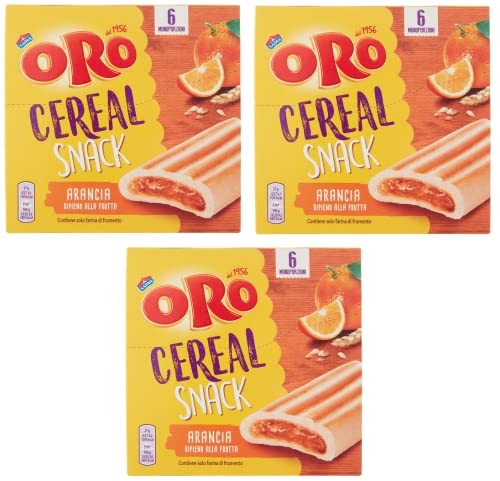 3x Oro Saiwa Cereal Snack Arancia Müslikeks mit Orangenfüllung Kekse Biscuits 162g von Saiwa