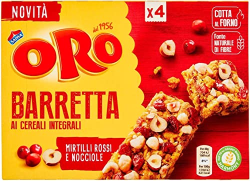 3x Oro Saiwa Snack Barretta Vollkornriegel mit Preiselbeeren und Haselnüsse 160g von Saiwa