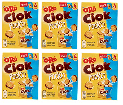 6x Saiwa Oro Ciok Pocket Mini-Kekse gefüllt mit fettarmer Kakaocreme (4 Beutel à 40g) 160g biscuit cookies von ORO SAIWA