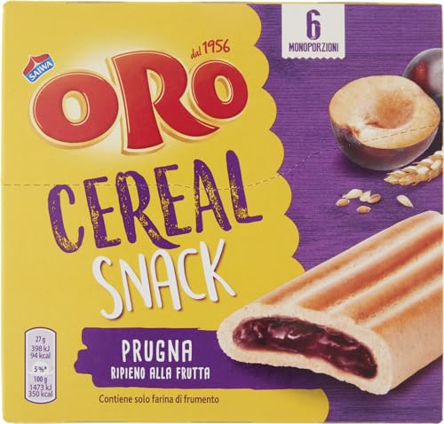 Oro Saiwa Cereal Snack Prugna Müslikeks mit Pflaumenfüllung Kekse Biscuits 162g von Saiwa