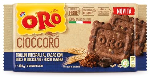 Oro Saiwa Cruscoro Frollino Integrale al cacao con gocce di cioccolato Vollkornkekse mit Kakao und Schokoladenstückchen biscuits cookies von Saiwa