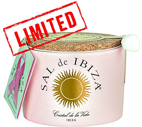 Fleur de Sel Ibiza mit Rosenblättern Pink Ribbon - Keramiktopf mit Löffel 150g - NEU von Sal de Ibiza