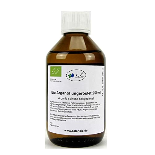 Sala Arganöl kaltgepresst ungeröstet food grade BIO (250 ml Glasflasche) von Sala