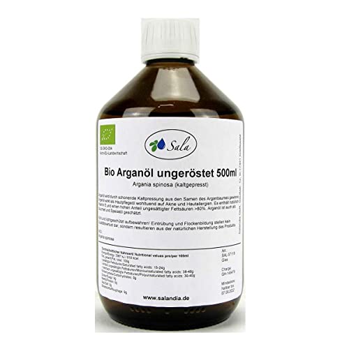 Sala Arganöl kaltgepresst ungeröstet food grade BIO (500 ml Glasflasche) von Sala
