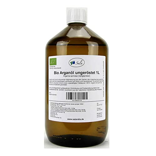 Sala Arganöl kaltgepresst ungeröstet food grade BIO 1000 ml (1 L Glasflasche) von Sala