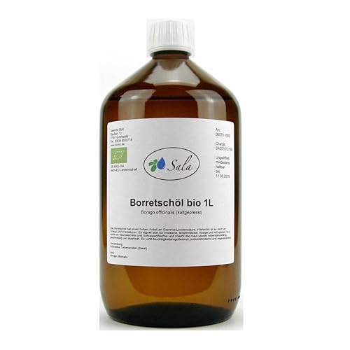 Sala Borretschöl kaltgepresst nativ BIO 1000 ml (1 L Glasflasche) von Sala