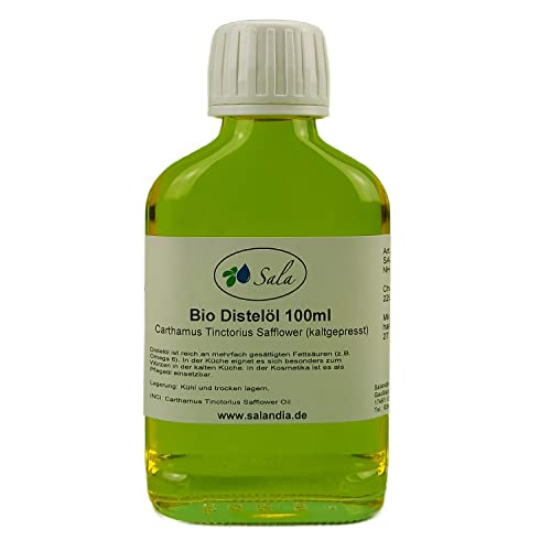 Sala Distelöl Safloröl kaltgepresst bio (100 ml Weißglasflasche) von Sala
