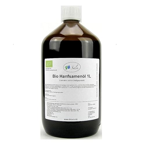 Sala Hanföl Hanfsamenöl kaltgepresst nativ BIO 1000 ml (1 L Glasflasche) von Sala