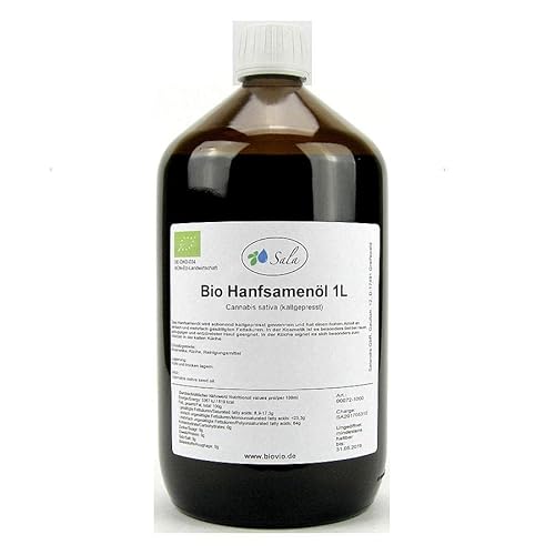Sala Hanföl Hanfsamenöl kaltgepresst nativ BIO 1000 ml (1 L Glasflasche) von Sala