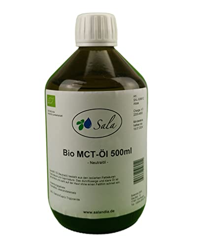 Sala MCT Öl Neutralöl BIO aus Kokosfett (500 ml Glasflasche) von Sala