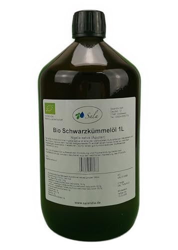 Sala Schwarzkümmelöl kaltgepresst BIO 1000 ml (1 L Glasflasche) von Sala