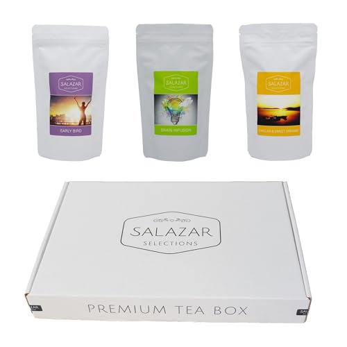 Salazar Premium Tee Box | 3 exklusive Teesorten | Geschenkbox | Energy, Entspannung, Konzentration | Grüner Tee, Ingwer, Rosenblüten von Salazar