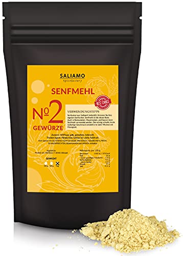 Saliamo Senfpulver gemahlen - scharfes Gelb - Senfkörner - teil entöltest Senfpulver - eignet sich zu Herstellung von Senf - 1000 g Packung von Saliamo