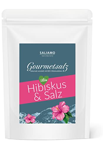 100g BIO Hibiskusblüten Salz, Blütensalz, Blüzen Salz Hibiskus, Natursalz mit BIO Blüten ohne künstliche Zusatzstoffe, Tischsalz, frische Hibiskussalz | Saliamo von Saliamo