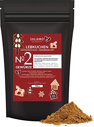 100g Lebkuchengewürz "Nürnberger Art", Lebkuchengewürzmischung, für Spekulatius, Honigkuchen, Weihnachtliches Gebäck, Kompott, Kekse , Pfefferkuchen, intensiver Geschmack von Saliamo