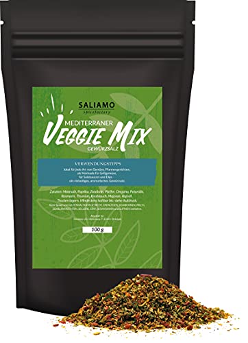 100g Mediterraner Veggie Mix, Gewürzsalz, vegane Gewürzmischung, Gemüsesalz, Allround Gewürz, ohne Glutamat, ohne Zuckerzusatz von Saliamo