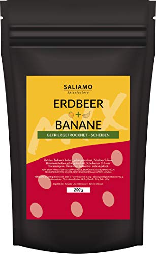 100g gefriergetrocknete Erdbeeren Bananen Mischung - für Müsli zum Backen und Kochen - gesunder Snack von Saliamo