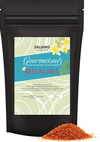 150g Hawaiisalz Rot, Meersalz veredelt mit Tonerde, Alaea Red, Dekorsalz intensiv, rotes Salz, Salzkristalle, unraffiniert, ohne weitere Zusätze | Saliamo von Saliamo