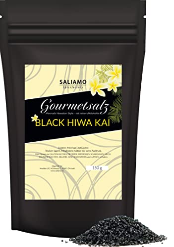 150g Hawaiisalz Schwarz, Meersalz veredelt mit reiner Aktivkohle, Black Hiwa Kai, Dekorsalz intensiv, schwarzes Salz Black Lava, Hawaiian Black Salt, unraffiniert | Saliamo von Saliamo