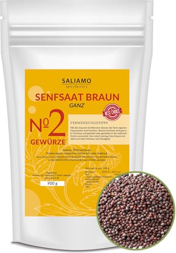 Saliamo | 900g Senfsaat braun, Senfsamen, Senfkörner, zur Senfherstellung, Senföl, zum einlegen von Essig Gurken von Saliamo