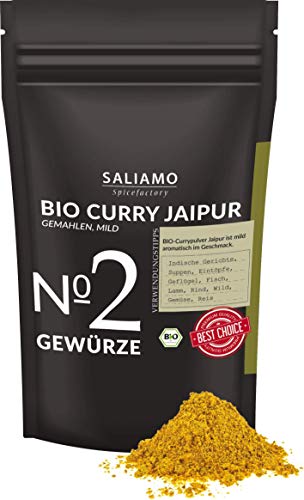 250g BIO Curry Jaipur gemahlen mild, Premium Currymischung,zu Wokgerichten, Pfannengerichten, indische Spezialität, Currypaste, für BBQ Saucen | Saliamo von Saliamo