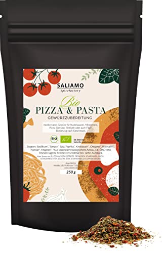 250g BIO Gewürzzubereitung Pizza & Pasta, Lasagne, Minestrone, Gemüsegerichte, BIO Topping für mediterrane Gerichte, Gewürz für verschiedenste Gemüsesorten | Saliamo von Saliamo