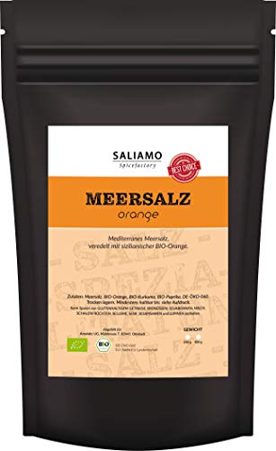 250g BIO Orangen Salz, Meersalz mit sizilianischer BIO Orange veredelt, ideal zu Salat, Fisch, Ente, als Fingersalz | Saliamo von Saliamo