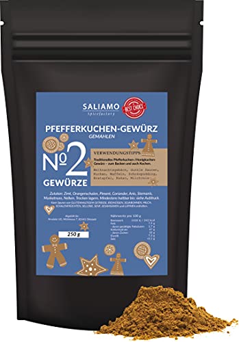 250g Honigkuchen Pfefferkuchen Gewürz, Lebkuchen Gewürzmischung, Honig Lebkuchen-Gewürz, Pfefferkuchen Gewürzmischung von Saliamo