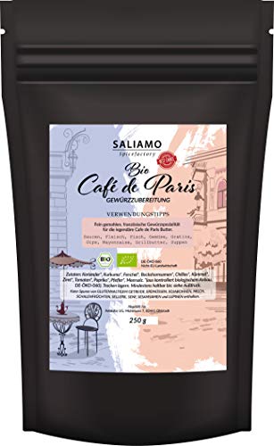 250g BIO Cafe de Paris Gewürz, Gewürzmischung fein gemahlen, französische Gewürzspezialität, Bio Cafe de Paris Butter, Gewürzzubereitung ohne Zuckerzusatz | Saliamo von Saliamo