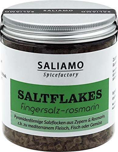 125g BIO Fingersalz Salt Flakes Rosmarin, Pyramiden Flakes, Meersalz mit Rosmarin, Rosmarinsalz, Pyramiden Salz aus Zypern, mediterranes Salz | Saliamo von Saliamo