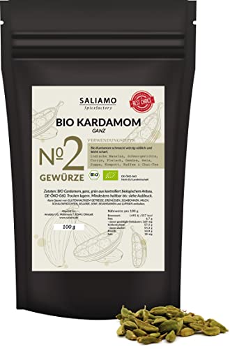 100g BIO Kardamom, Cardamom ganz, grün aus Guatemala, premiumqualität, Kardamomkapseln, süßlich scharfer Geschmack, intensives Aroma, reich an ätherischen Ölen | Saliamo von Saliamo