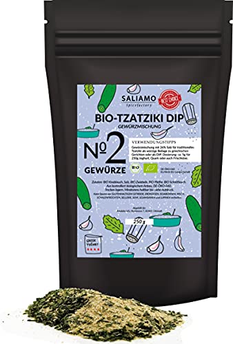 250g BIO Tzatziki Gewürz, Tzatziki Gewürzzubereitung, mit Knoblauch Zwiebeln Schnittlauch Pfeffer und Salz, nach griechischer Art von Saliamo