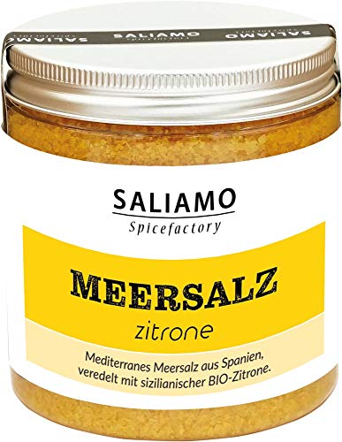 250g BIO Zitronen Salz, Meersalz mit Zitronengeschmack, Salz für Fisch Zitronensalz, Zitrus Salz, Meersalz Zitronenöl Kurkuma | Saliamo von Saliamo