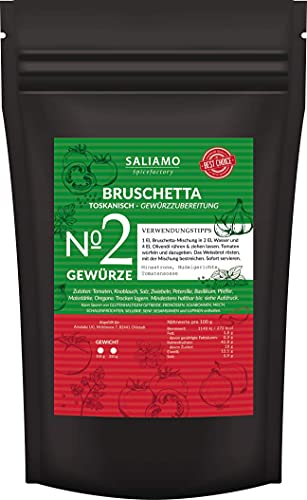 100g Bruschetta Gewürz - Toskanisch Gewürzmischung mit Knoblauch, Salz, Petersilie, Basilikum, Pfeffer, Oregano, als Dip und zum marinieren von Fleisch geeignet | Saliamo von Saliamo