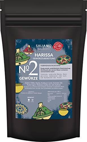 250g Harissa Gewürzmischung, zur herstellung von Harissa Paste, nordafrikanische Spezialität, auch zum würzen von Fleisch, Geflügel, Steaks, Lamm und Gemüse | Saliamo von Saliamo