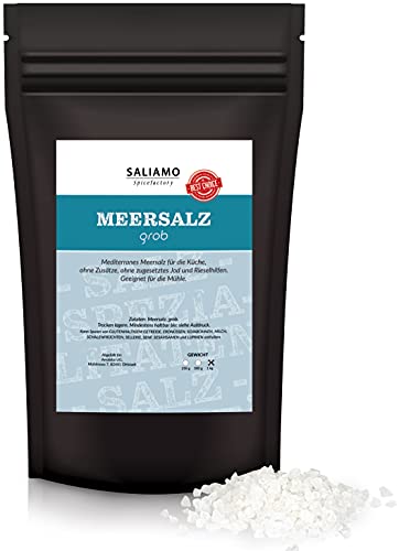 Saliamo mediterranes Meersalz - Kochsalz - grob - perfekt für Pasta oder Pesto - für die Salzmühle - 1000 g Packung - ohne Rieselhilfe von Saliamo
